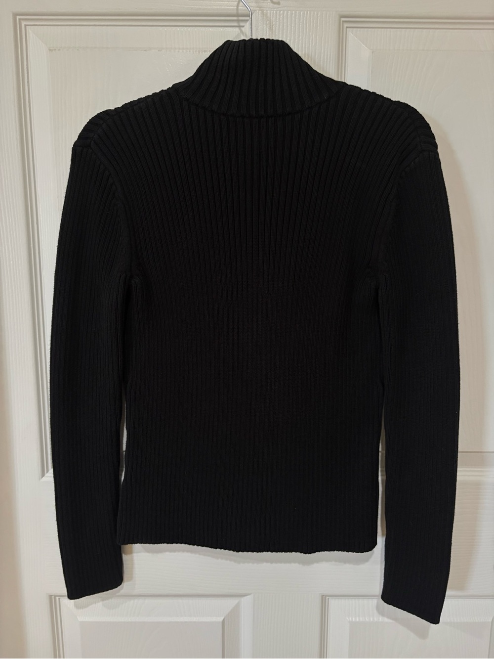Lauren Ralph Lauren Ribbed Zip-Up Sweater Jacket Women’s Size M Black Classic - Picture 3 of 9